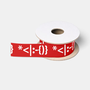 Kerstman met baard kerst emoticon satijnen lint