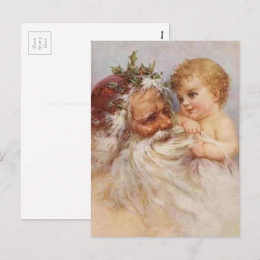  kerstman met Baby Feestdagenkaart (Voorkant / Achterkant)