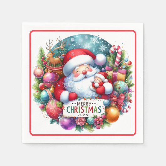 Kerstman met baby servet (Voorkant)