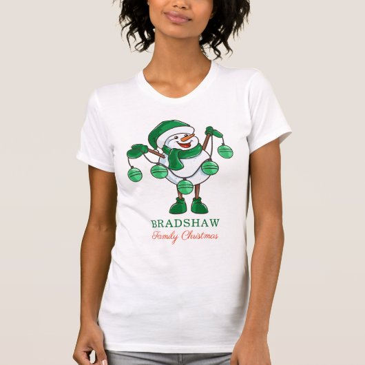 Kerstman met Baubles Family Matching T-shirt (Voorkant)