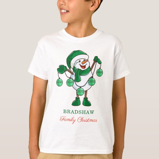 Kerstman met Baubles Family Matching T-shirt (Voorkant)