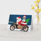 Kerstman met Beagle-hond  Kaart (Gele Bloem)