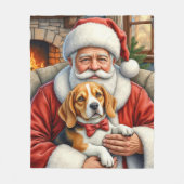 Kerstman met Beagle Kerst Kunst Fleece Deken (Voorkant)