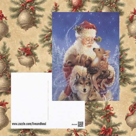  Kerstman met Beer Deer en Wolf Briefkaart