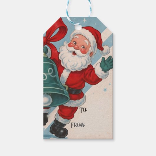 Kerstman met bel cadeaukaart cadeaulabel (Voorkant)