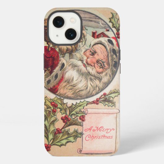 Kerstman met bel en hulst iPhone hoesje (Achterkant)