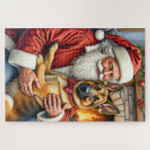 Kerstman met Belgische Herder Kerst Kunst Legpuzzel (Horizontaal)