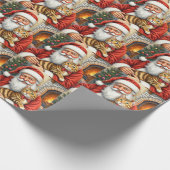 Kerstman met Bengaalse kat Kerstmis Kunst Cadeaupapier (Hoek)
