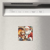 Kerstman met Bernedoodle Kerst Kunst Magneet (Insitu (Vaatwasser))