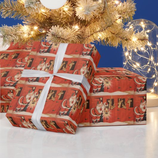 kerstman met betegeling cadeaupapier (Feestdagen)