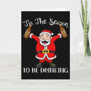 Kerstman Met Bier Tis Het Seizoen Om Plezier Te Dr Kaart