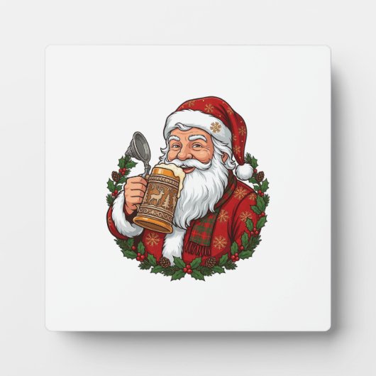 Kerstman met bierglas fotoplaat (Voorkant)