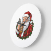 Kerstman met bierglas grote klok (Hoek)