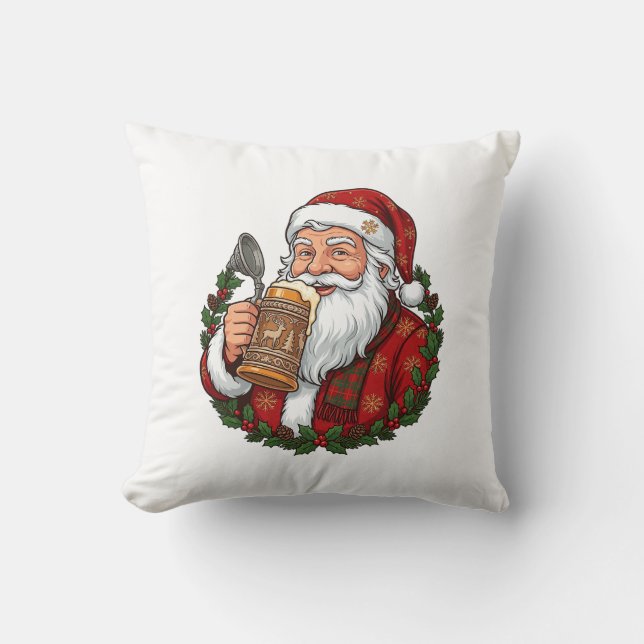 Kerstman met bierglas kussen (Voorkant)
