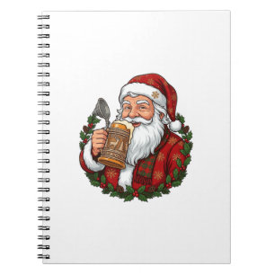 Kerstman met bierglas notitieboek