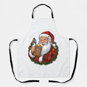 Kerstman met bierglas schort