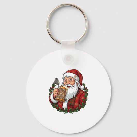Kerstman met bierglas sleutelhanger (Voorkant)