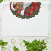 Kerstman met bierglas theedoek (Gevouwen)