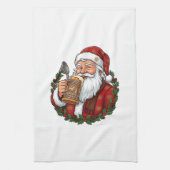 Kerstman met bierglas theedoek (Verticaal)