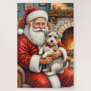 Kerstman met Biewer Terrier Kerst Kunst Legpuzzel