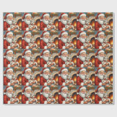 Kerstman met Biewer Terrier Kerstkunst Cadeaupapier (Vlak)
