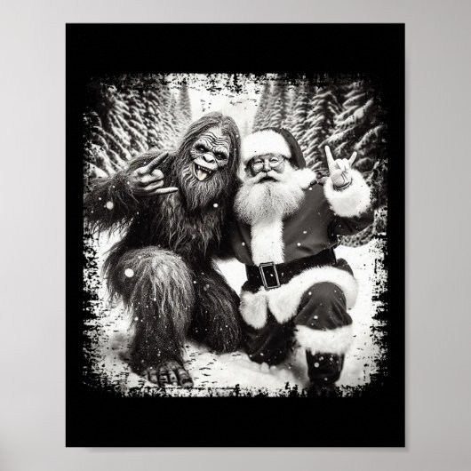 Kerstman met Bigfoot Kerstverlichting Grappige Sas Poster (Voorkant)