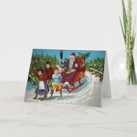  Kerstman met Birch Sticks Holiday Card Feestdagen Kaart (Voorkant)