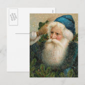  kerstman met blauw Pet Feestdagenkaart (Voorkant / Achterkant)