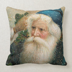 Kerstman met blauw Pet Kussen