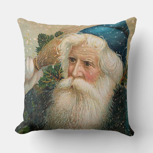  Kerstman met blauw Pet Kussen (Voorkant)