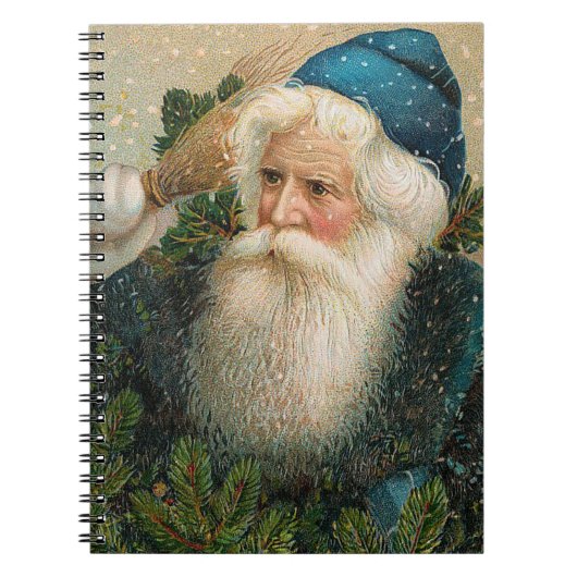 Kerstman met blauw Pet Notitieboek (Voorkant)