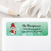 kerstman met blauwe sneeuwvlok achtergrond etiket (Insitu)