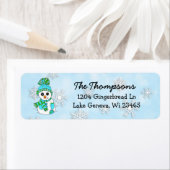 kerstman met blauwe sneeuwvlok achtergrond etiket (Insitu)