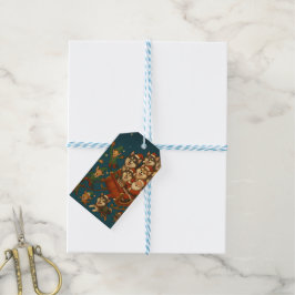 Kerstman met blije honden en elfen! cadeaulabel