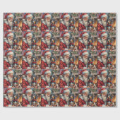Kerstman met Bluetick Coonhound Kerst Cadeaupapier (Vlak)