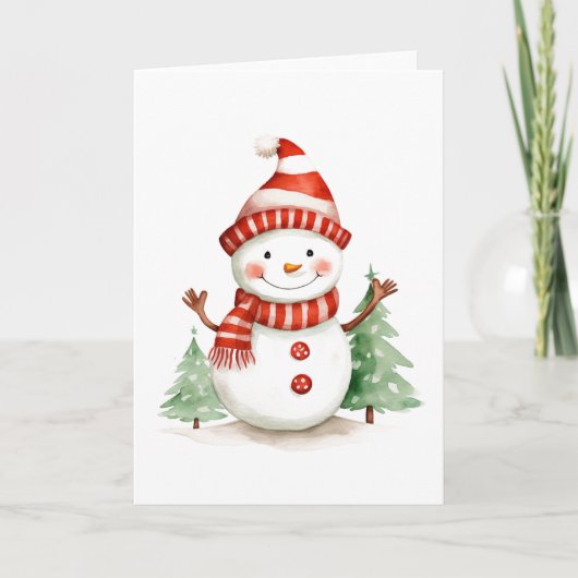 Kerstman met bomen feestdagen kaart (Voorkant)