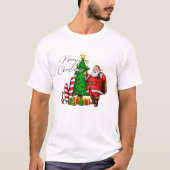Kerstman met boom t-shirt (Voorkant)