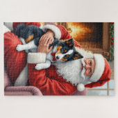 Kerstman met Border Collie Kerstkunst Legpuzzel (Horizontaal)