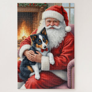 Kerstman met Border Collie Kerstkunst Legpuzzel