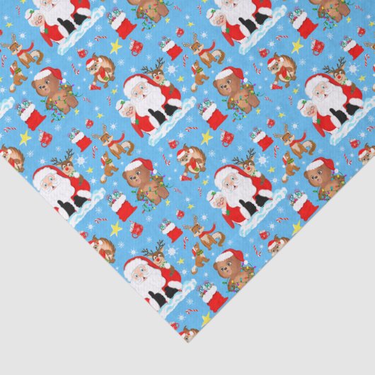 Kerstman met bosdieren tissuepapier (Detail)