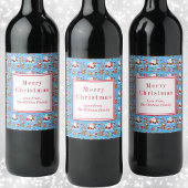 Kerstman met bosdieren wijn etiket