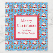 Kerstman met bosdieren wijn etiket (Enkel label)