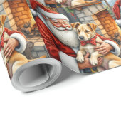 Kerstman met Bouvier des Flandres Kerstmis Cadeaupapier (Rol Hoek)