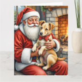 Kerstman met Bouvier des Flandres Kerstmis Kaart (Voorkant)