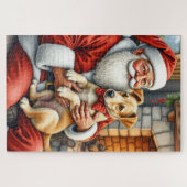 Kerstman met Bouvier des Flandres Kerstmis Legpuzzel (Horizontaal)