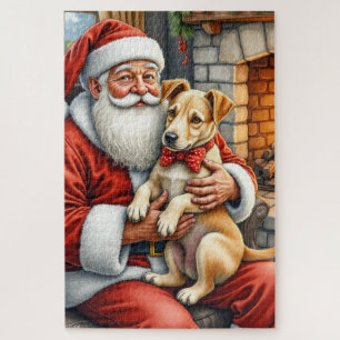 Kerstman met Bouvier des Flandres Kerstmis Legpuzzel