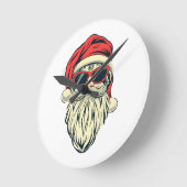 Kerstman met bril ronde klok (Hoek)