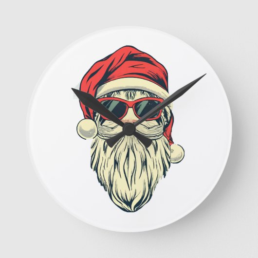 Kerstman met bril ronde klok (Voorkant)