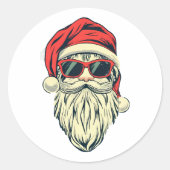 Kerstman met bril ronde sticker (Voorkant)