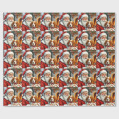 Kerstman met Brittany Spaniel Kerst Kunst Cadeaupapier (Vlak)